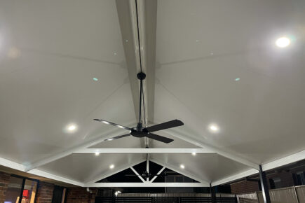 Modern outdoor ceiling with fan and lights