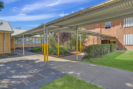 Covered walkway at Australian school campus